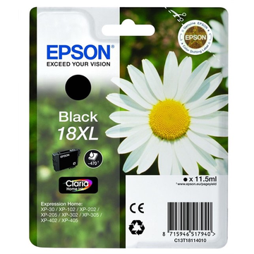 Epson 18XL (T1811) cartouche d'encre noir haute volume (Original) 11,8 ml 470 pages 