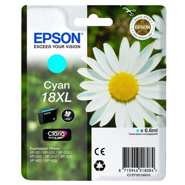 Epson 18XL (T1812) cartouche d'encre cyan haute volume (Original) 6,7 ml 450 pages 