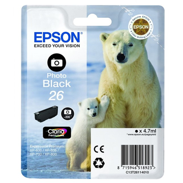 Epson 26 (T2611) cartouche d'encre photo noir (Original) 5,1 ml 200 pictures 