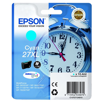 Epson 27XL (T2712) cartouche d'encre cyan haute volume (Original) 10,4 ml 1100 pages 