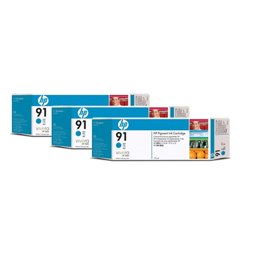 HP 91 (C9483A) cartouche d'encre cyan 3pak (Original) 3 x 775 ml 