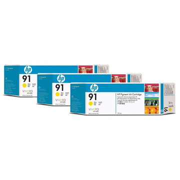 HP 91 (C9485A) cartouche d'encre jaune 3pak (Original) 3 x 775 ml 