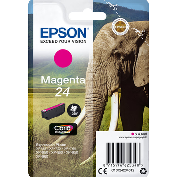 Epson 24XL (T2433) cartouche d'encre magenta haute volume (Original) 8,8 ml 740 pages 