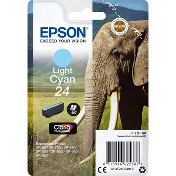 Epson 24XL (T2435) cartouche d'encre licht cyan haute volume (Original) 10,8 ml 740 pages 