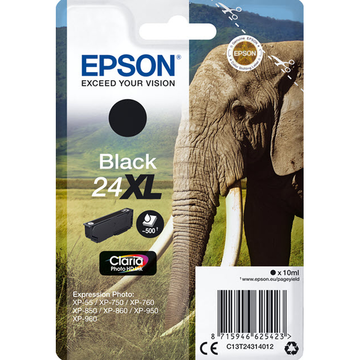 Epson 24XL (T2431) cartouche d'encre noir haute volume (Original) 10,8 ml 500 pages 