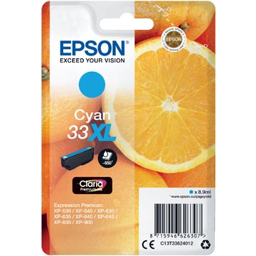 Epson 33XL (T3362) cartouche d'encre cyan haute volume (Original) 8,9 ml 